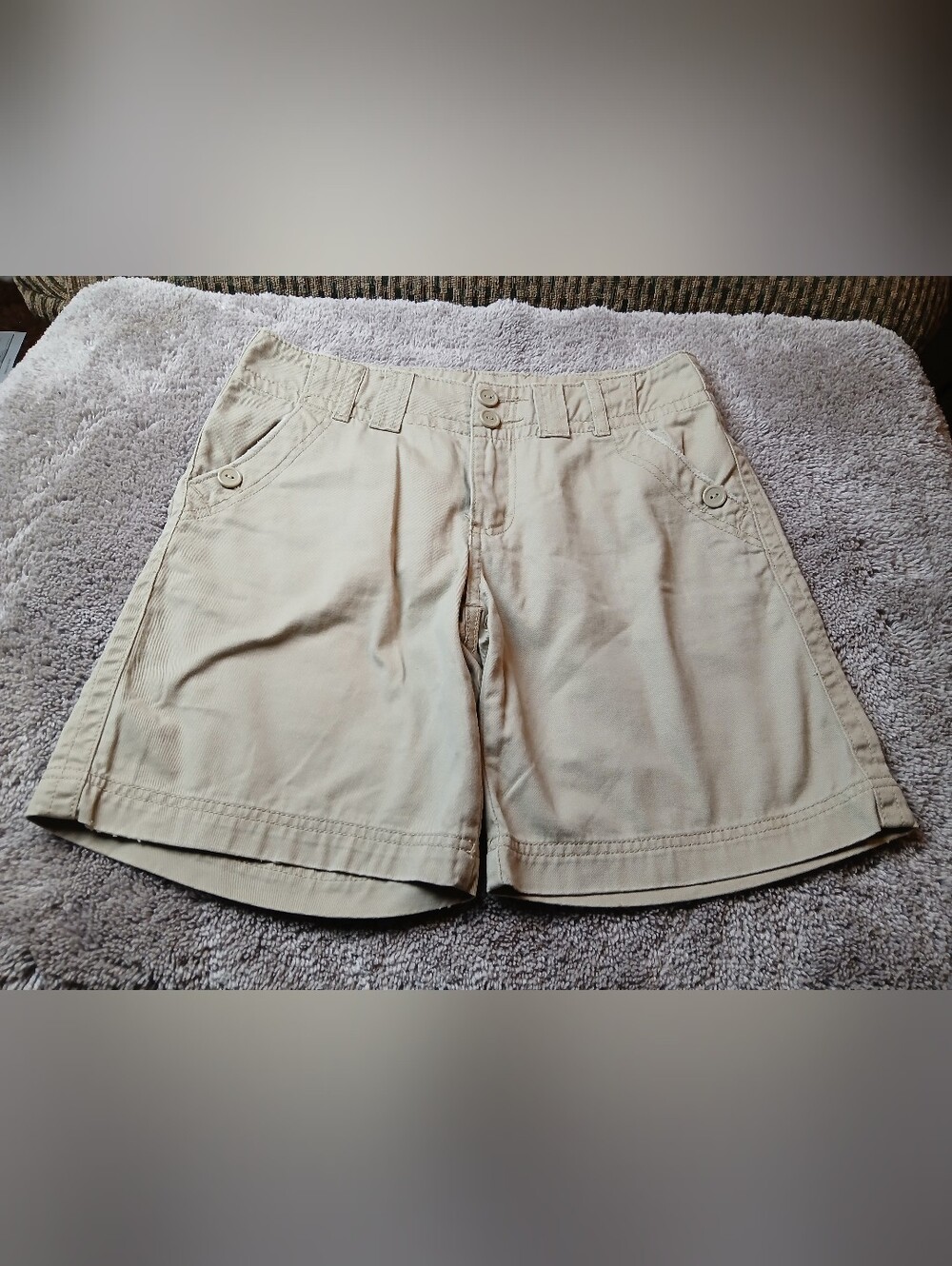 Kenar 100% Cotton Chino Utility Bermuda Shorts Women's Size 28 Khaki Beige